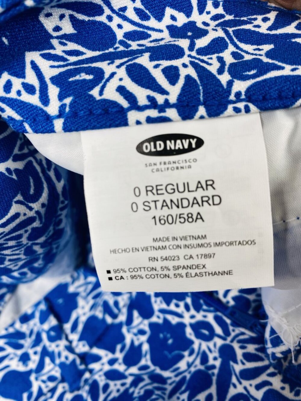 NOs Old Navy Pixie Womens Blue & White Floral Print Ankle Pants Size 0 R - Picture 5 of 16